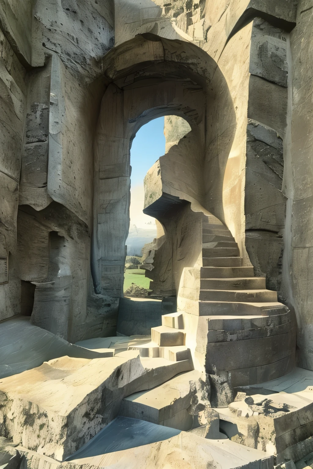  masterpiece , better quality,landscape,Sculpture,design, Raymond Duchamp-Villon style, Rock and Druids ruins 