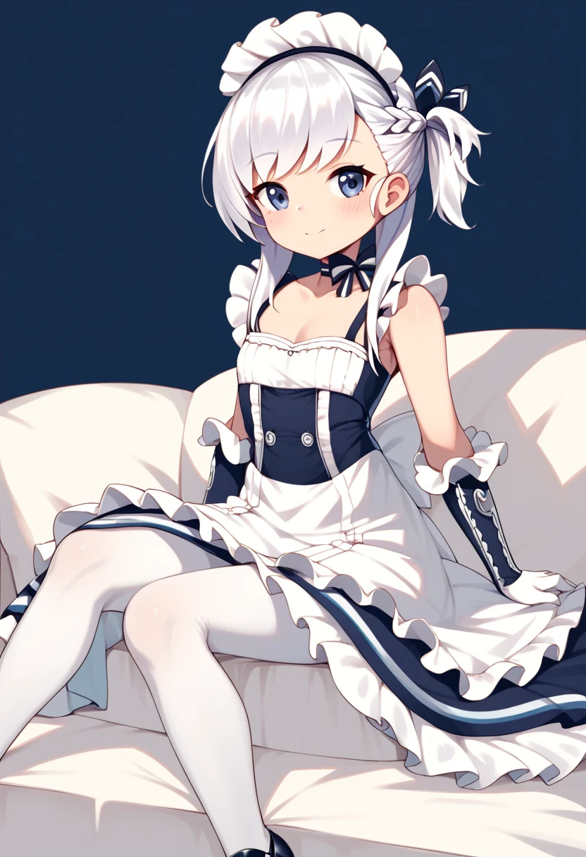 Little Bel  \(azur lane\), Maid ,  sitting on the couch .