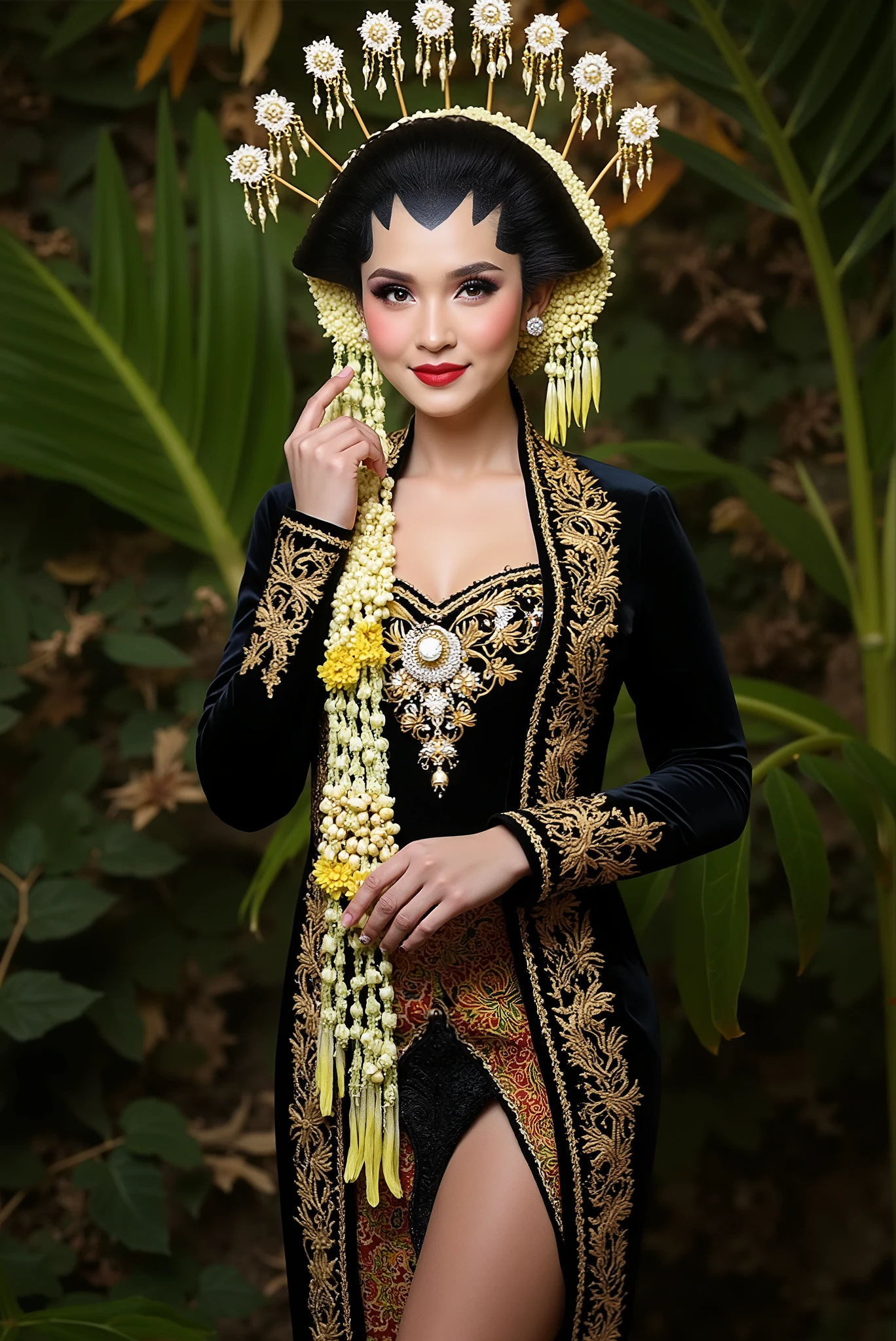 javanese with low cleavage and thigh slit