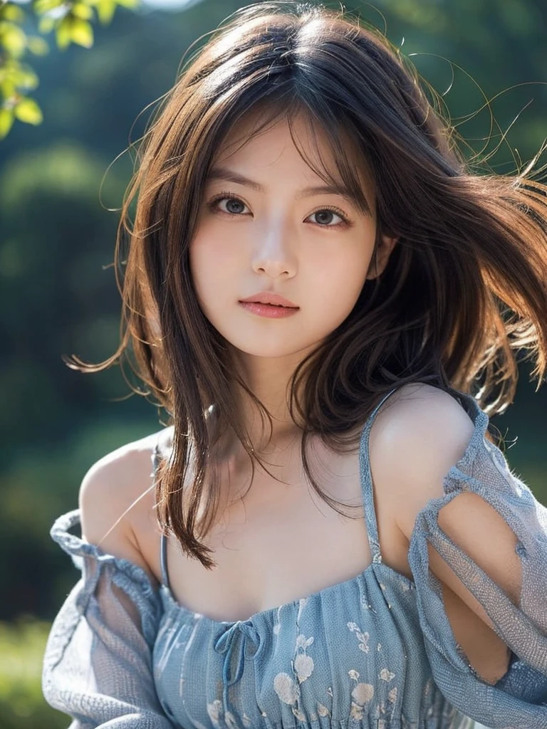 (Best-quality, Masterpiece, Ultra-High-Resolution, (Photorealistic:1.4), Raw Photo, depth of field, professional lighting, perfect anatomy, extremely details), 1girl, 15-years-old, the most famous Japanese idol, (extremely cute face like the most popular Japanese idol, ((extremely cute and extremely big eyes)), extremely beautiful hair, extremely beautiful skins), extremely cute long-eyelashes, extremely cute lips, extremely childish body, ((innocent smile, dynamic pose)), (wearing white long summer-dress with cute-design), (((in extremely beautiful summer-beach, detailed white-long-summer-dress-with-cute-design, detailed extremely-beautiful-summer-beach)))