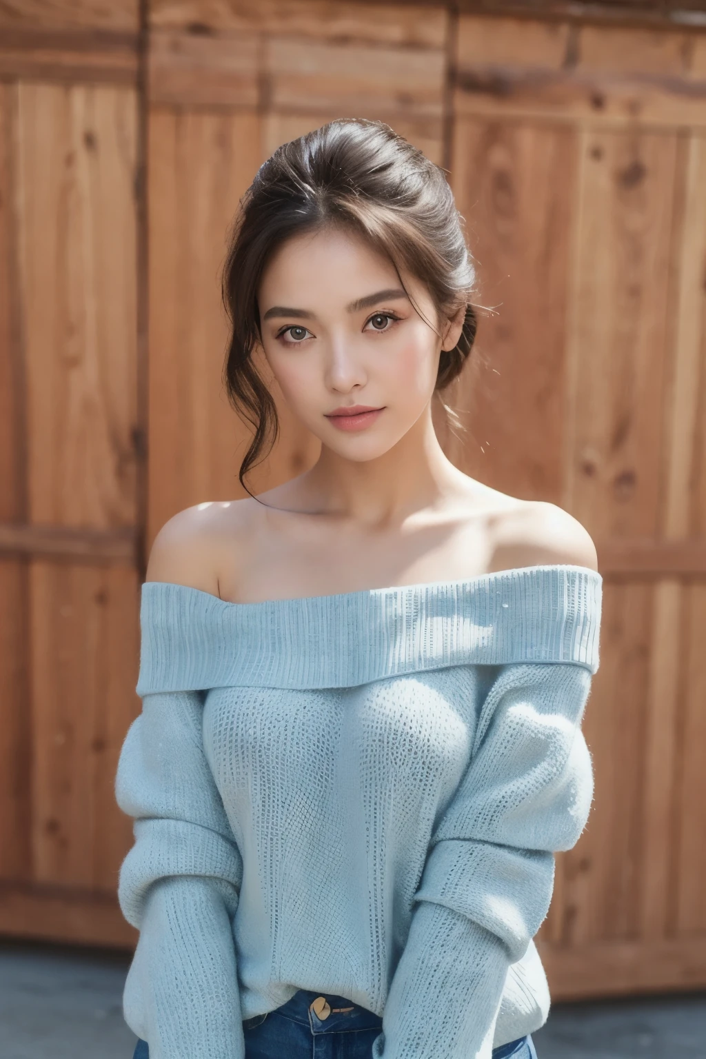 ((best quality)), ((masterpiece)), (detailed), 4girl, off-shoulder sweater, eight year old Indian girl