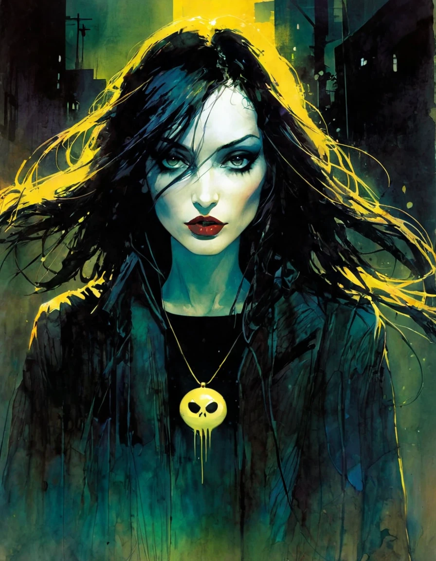(beste-Qualit), (tmasterpiece), (Gloomy color scheme:1.5), ((Close-up of a girl in a suit)), 1girl in costume, androgynous vampire, junji ito 4 k, with long dark hair, ito junji art, style of junji ito, Dark Costume, portrait of sadako of the ring, Gentle androgynous princess , Beautiful androgynous princess , with her long black hair, girl in suit, (big yellow eyes:1.3), fangs, detailing, (generous cleavage), Burst breasts, extra high resolution, 8K, (The blood on her lips runs down her neck), (Lovely Medium Breasts), perfect anatomy, (Gloomy color scheme:1.5), (shapely body), Microthongs, Beautiful slender legs, white socks, Short socks, sexypose, (Hands Behind Your Back:1.2), (Looking down), (The gaze is directed downwards),