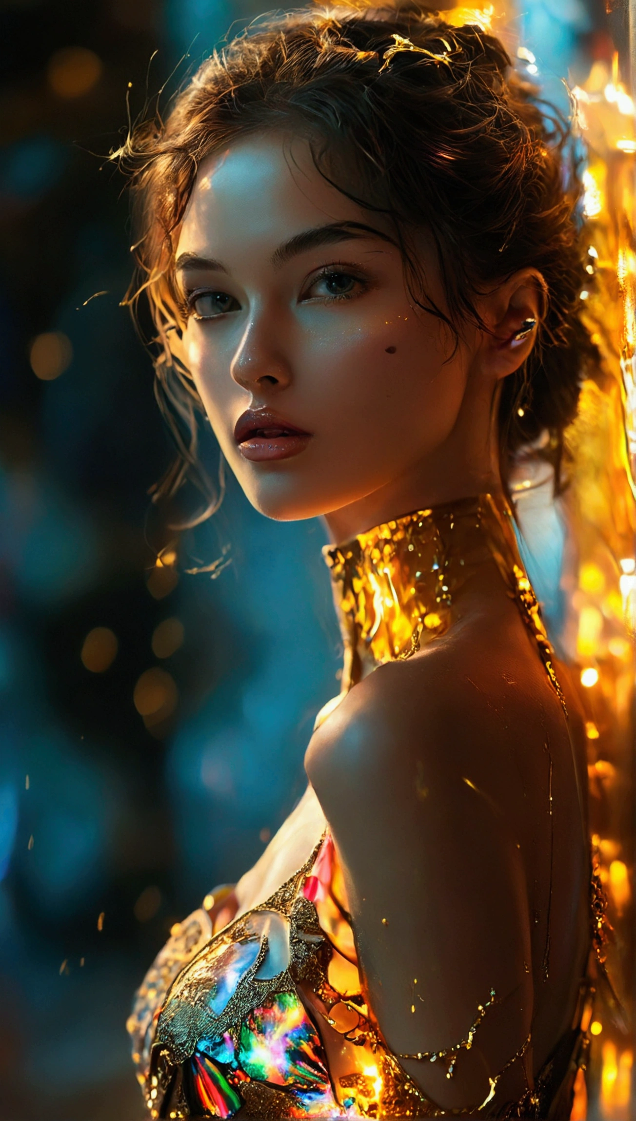 cyberpunk style. Androyd, Steve Epting, streebk style, broken glass effect, rich deep color, defaced photo, pixel-censored brush strokes, shimmery swirling glitter, streebk style, muted colors, Kaluta, Richard Anderson, paint splatter, masterpiece, 8k resolution, trending artstation, horror, awesome, highly detailed intricate :y.k: WLOP Vadim Kashin Pre-Raphaelite Karol Buck John Singer Sargen, broken glass effect, post-processing, exquisite shadow balance, natural lighting, intricate pose, clarity, high quality, magical realism, Harmonious composition of golden ratio curved lines, dull neutral colors and light, artstation trend, sharp focus, studio photo, intricate detail, high detail, Greg Rutkowski, acrylic painting, Pixiv Fanbox trend, palette knife and brush strokes, Makoto Shinkai style Jamie Wyeth James Gillard Edward Hopper Greg Rutkowski Studio Ghibli genshin Impact, unreal engine, greg rutkowski, loish, rhads, beeple, makoto shinkai and lois van baarle, ilya kuvshinov, rossdraws, tom bagshaw, alphonse mucha, global illumination, detailed and intricate environment