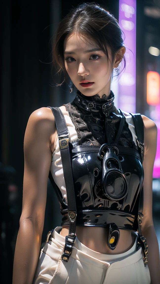 (best quality:1.2), 8k, highres, octan render, (masterpiece), extremely ultra detail, cyborgized Japanese woman, extremely ultra cute face, , skinny body, flat chest, (blue metallic mechanical frame:1.5), (Power cables connected throughout the body), detaile up, Instead of hair, there are cables growing out of it, mechanical fusion, mechanical skeleton, bio mechanics, mechanical life-form, highly intricate detail, extremely ultra real texture, human-like skin, realistic hair, ultra realistic details, professional lighting, (realistic:1.4), (RAW photo:1.2), (photorealistic:1.37)