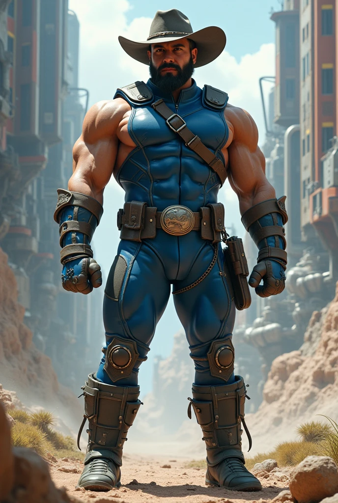 A smurf with brown skin as a character from the video game rust with a rifle. Make it a black man