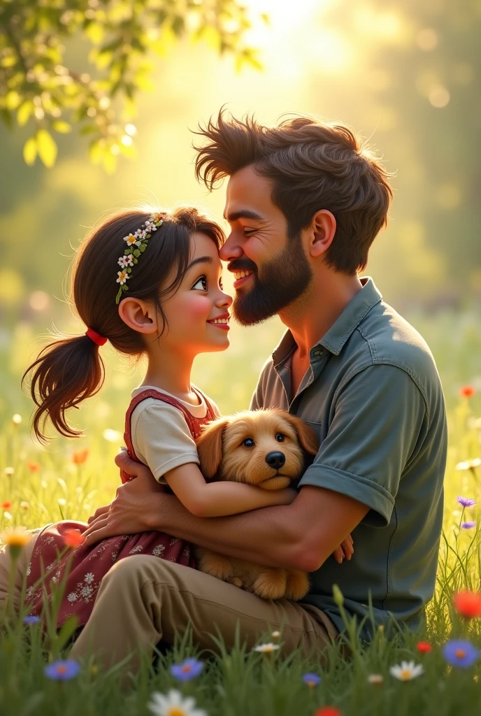 Family playing in the park