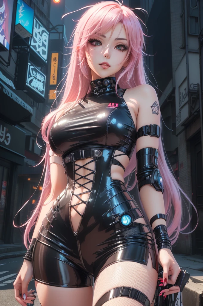 sfw, (RAW photos, Best quality, tmasterpiece:1.2), (actual, photo-actual:1.4),(tmasterpiece:1.4),(Best quality:1.4), ((cyber punk Girl)), ,Short white shirt,Open hooded fur-trimmed down jacket,Red miniskirt,((dynamicposes)), (((Cyberpunk city street background))), hair intakes, ((shapeless long hair)), looking at viewert, ssmile, (((upper legs gap))), upper legs, Very long hair, multicolour hair, alice \(Nikke\),(Glowing and radiant skin),actual., wearing bra,((skinny waist)), young asian girl, ((big breasted)),