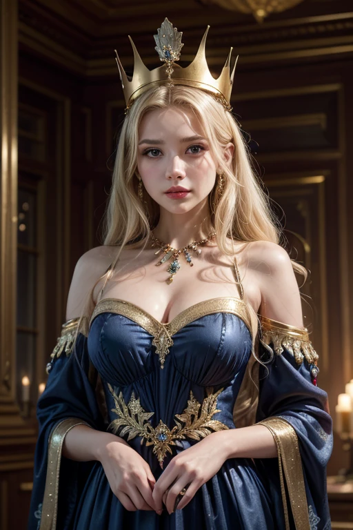 Hyperrealistic portrait of a cute woman in Roman style 200 b. c. in a Roman bathhouse, photorealestic, intense blue eyes, dynamic lighting, artstation, posters, volumetric lightning, very detailed faces, 4 K, awards winning,, 1 girl, in the dark, deep shadow, lowkey, Cowboy-shot,(official clothing: 1,4) ,Long hair,BLOND hair, STAND UP FULL BODY