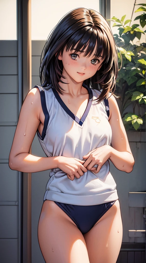 highres,Masterpiece, Best quality at best,Best Quality,hight quality, hight detailed, realistic, photorealistic, Anime style, 1boy, Little Boy, Shota, Simple beckground, Cheerful boy, basket uniform,Tank top, (showing armpit), Such a cute smooth armpit, Cute armpit, Sexy armpit, beautiful armpits, seductive armpits, a Boy cutely shows his armpit, The armpits of a 12 year old boy, Adorable little armpits, Uhd, 4k, Blurry beckground, uhd, Bokeh