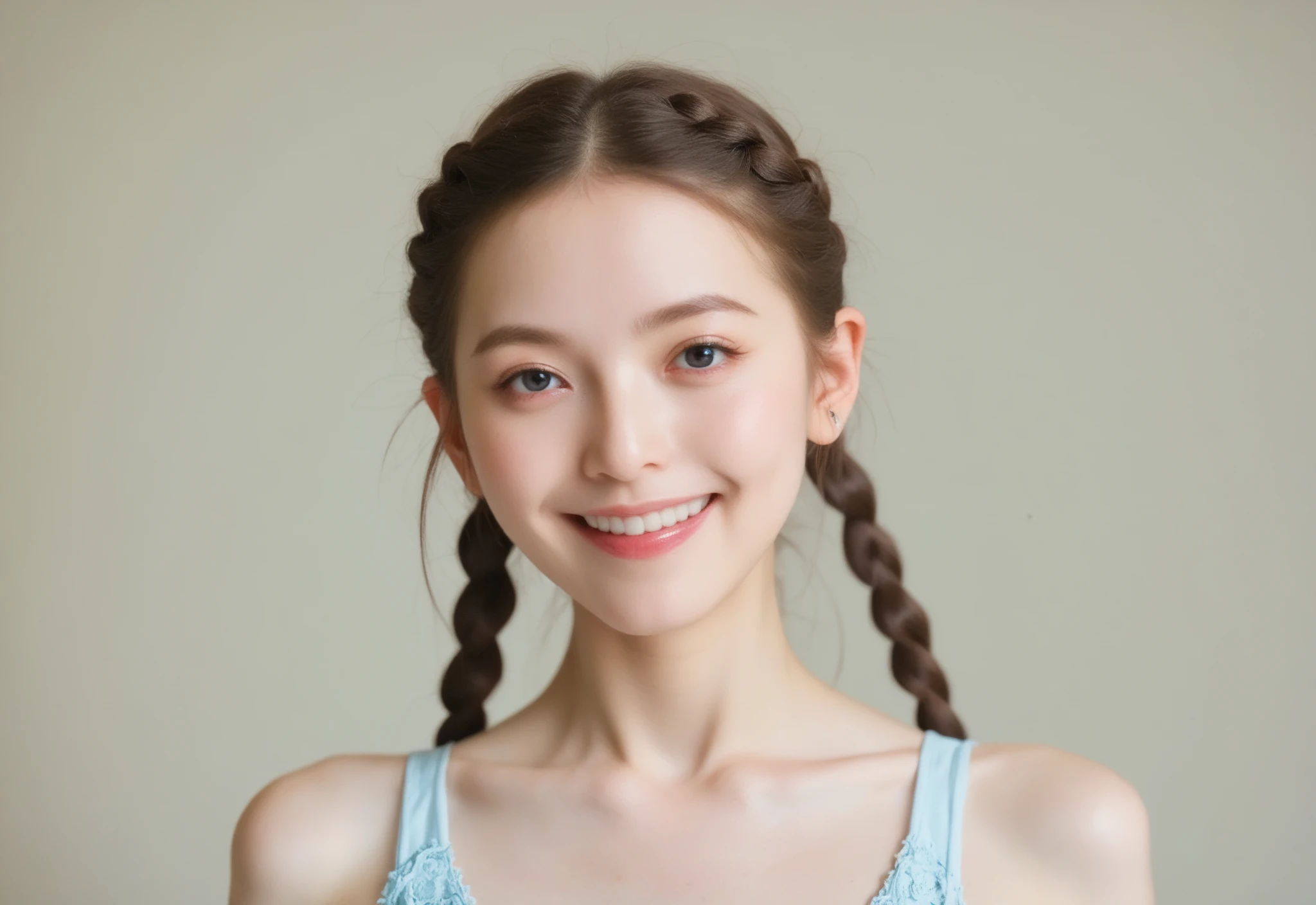 pedo,pthc,laos teen rhythmic gymnast girl, 1 girl, age 7,(very slim anorexic slender skinny body:0.6); skinny,small (130cm),smile, french braids