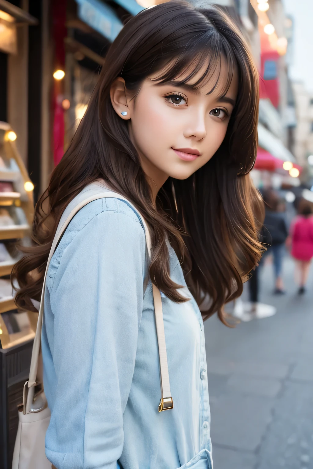 1girl in、(Super beauty)、Long brown wavy hair、(Heartbreak Travel)、(Tears:1.4)、Tokyo Station in the Rain、(beauitful face)、Shallow depth of field