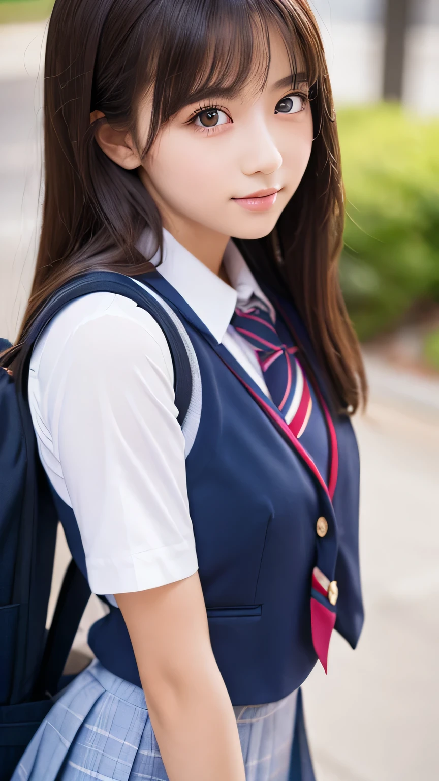 (masterpiece, highest quality:1.2), 8k, 12才のfull nudeの女の子, 85mm,Official AR RAW photo, スーパースリムなスレンダーbeautiful girl, (When I lift up my short navy blue skirt、下Half bodyfull nude、short sleeveの白シャツ、show me your ears、naked girl photoshoot、full nude, cute face, close, Half body, Biolace, gardenia, beautiful girl, school uniform, thighs, short sleeve, stand on the station platform, looking at the viewer, no makeup, (big smile), film grain, chromatic aberration, sharp focus, face light, clear lighting, Ten generations, detailed face, background bokeh, (dark red tie:1.1)、((((((12 year old girl))))))、((((((12才のfull nude女子高生)))))、thin waist