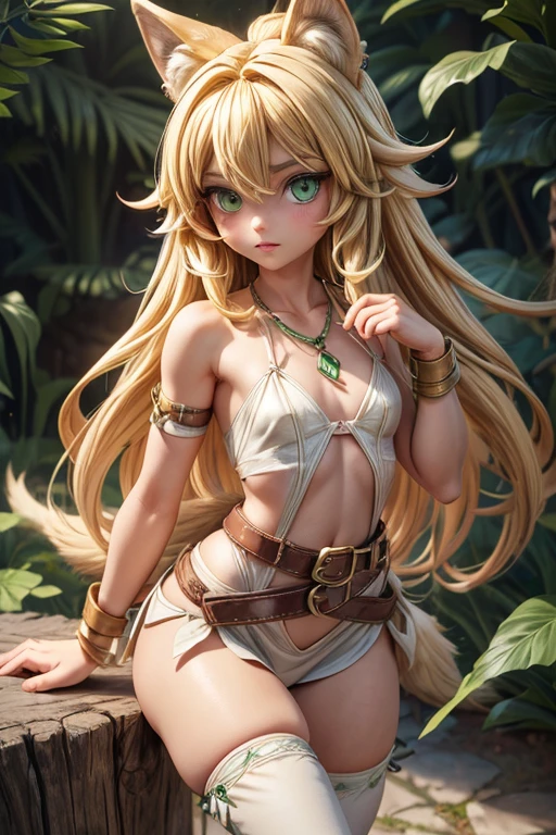 long hair of golden color、hime-cut、Golden Eyes、eye glasses、ssmile、early teenage girls、flat chest、Thin pubic hair、Beautiful open legs、the woods