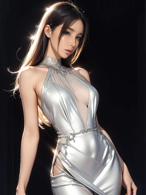 ((((Highest quality))))、(((Ultra-precision CG16K wallpaper)))、(((masterpiece)))、(((Super detailed)))、(((Extreme detail)))、((1Mature 29 year old woman:1.6))、((Very beautiful Japan face of a person))、((Urizane Face:1.8))、((Medium Straight Hair:1.8))、(Shiny Hair)、A delicately drawn beautiful face、(Dark Eyes、Reflected light from the eye)、double eyelid、High nose、Small nostrils、Small Mouth、Seductive lips、Beautiful breasts、((C cup size breasts))、Cleavage、Delicate nails、Beautiful feet、Thin thighs、eight-headed body、Perfect proportions、Perfect Anatomy、Perfect composition、Beautiful detailed shading、Beautiful, natural lighting、Beautiful detail glow、Depth of written boundary、(((High chroma)))、(((Real:1.9)))、((vivid:1.5))、((Beautiful Skin))、((Skin Texture))、((Realな皮膚感))、(((Cowboy Shot:1.6)))、(((front view、shoot from front、front low angle:1.6)))、(((smile:1.6)))、(((looking at camera:1.6)))、Bright daylight、Natural light、(((background_Museum:1.5)))、(Gravure idol standing pose:1.6)、(((Evening dress:1.6)))、((Gorgeous tiara、necklace、Wearing earrings:1.5))、((Lace Stockings Clothed))、