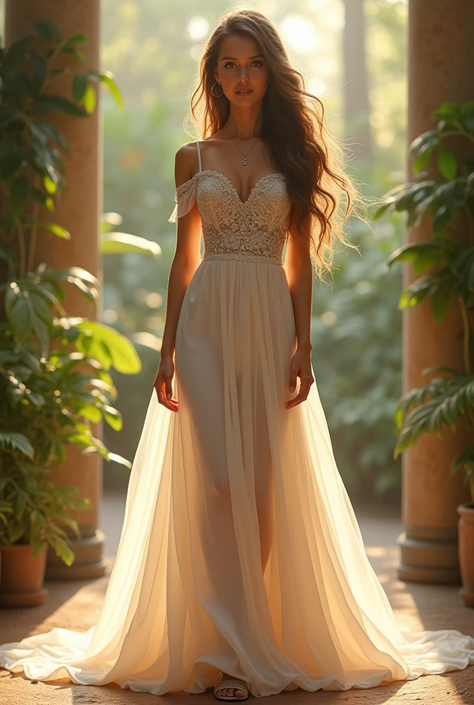 I need you to create a dress for a lady for a wedding that is beautiful with a casual chic style., that has a youthful touch