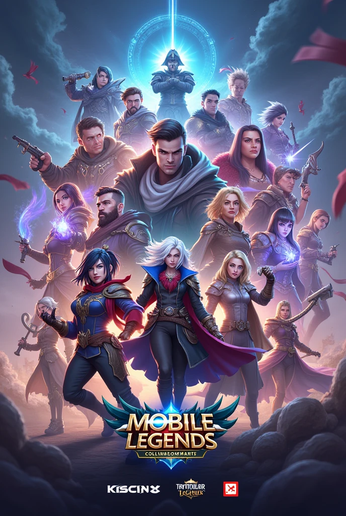 Generate a YouTube thumbnail with all the MLBB characters 