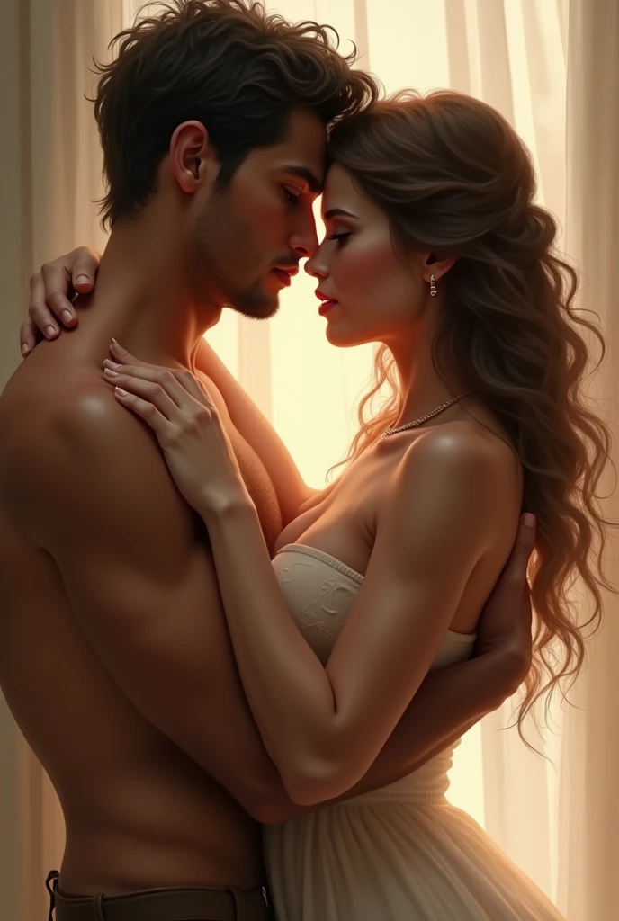 Un homme pose ses mains sur les seins d'une femme