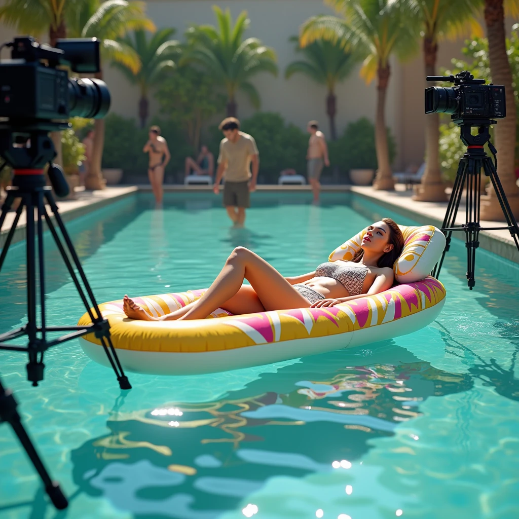there's a woman in a purple bikini in a pool, in the water! up to your shoulders, sitting in a pool, in a pool, in water up to your shoulders, filmed with a gopro9, in the water, not blurred, swimming, in the water, floating in the water, gopro footage, filmed with a gopro, low camera angle at water level, blurred images, family, at the Rosen Inn Hotel in Orlando, USA.
The Brazilian is wearing a purple bikini.
A beautiful Brazilian woman, with white skin, dark brown hair. She is about 45 years old, 165 cm tall and weighs 56 kg. Her body exudes glamor and her face is a definition of beauty. Slender body, thin waist. Highly realistic, hyperrealism, very elaborate skin. Clear photo, high resolution, high quality, masterpiece, 16K photo, high contrast, masterpiece, NUDE, NUDITY, NFSW.