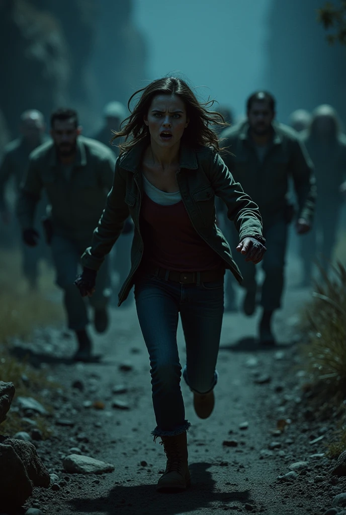 movie still of (ohwx woman) <lora:stone_lora_sdxl_v1-000008:1> running surrounded by running (bloody deformed rotting Zombies:1.2) in the movie Zombieland, depth of field, zeiss lens, detailed, great composition, centered,8 k resolution, extremely detailed, cinematic coulometry, artistic