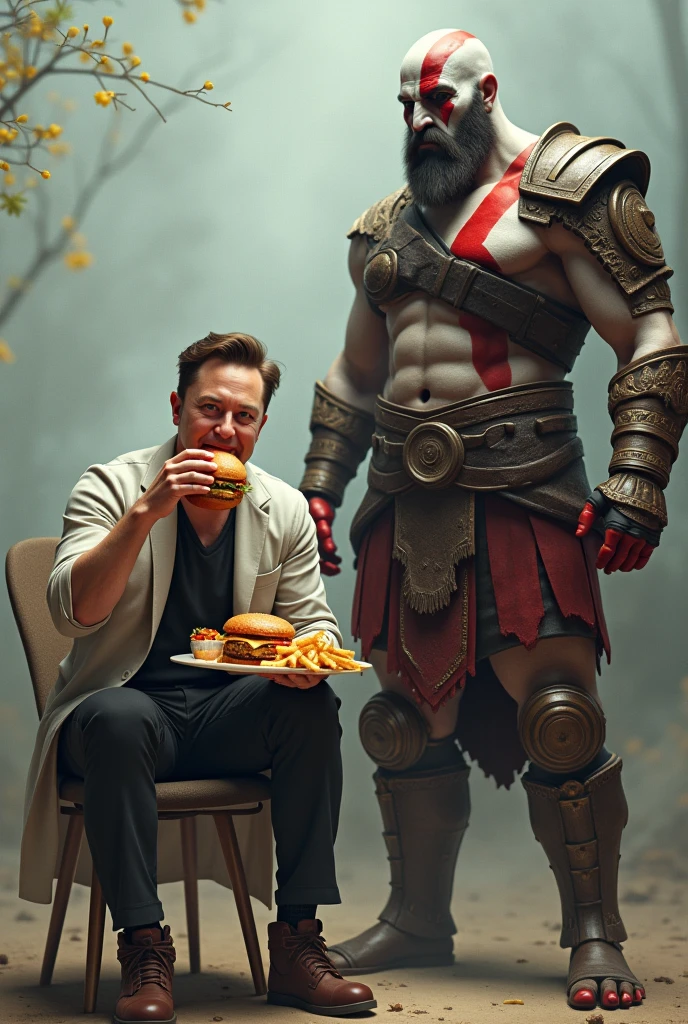 Make Kratos share a pizza with Godzilla