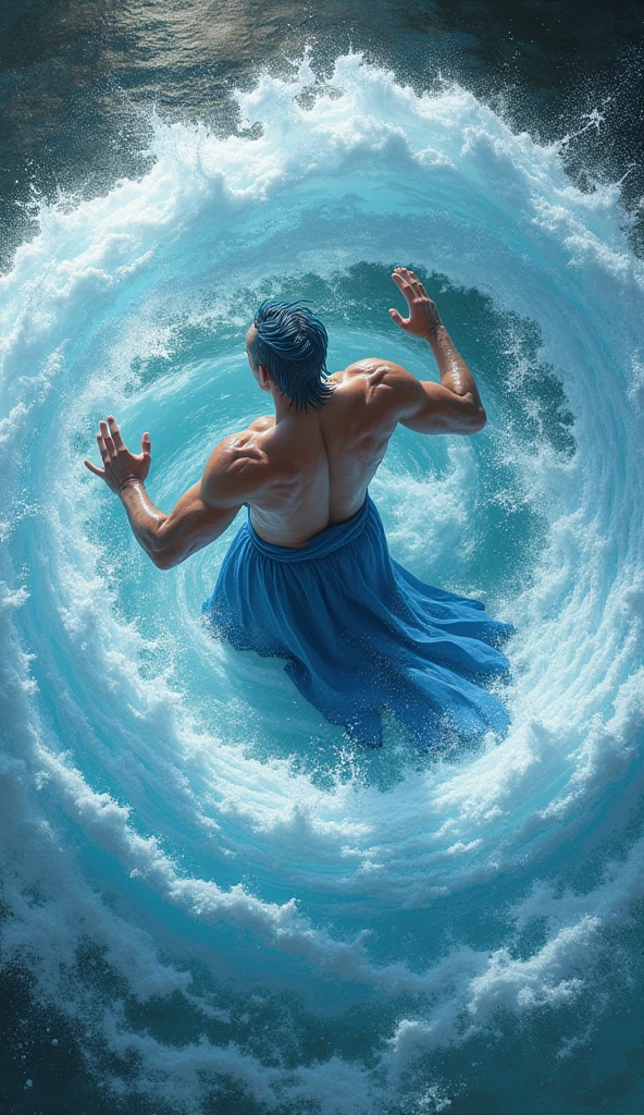 Poseidon making a surfer's hands be made of water in the depths of the ocean, Cooking more beings on an ice stove