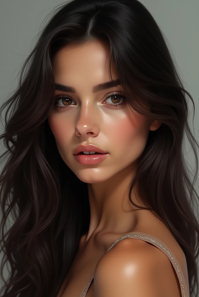 Brunette woman with long hair