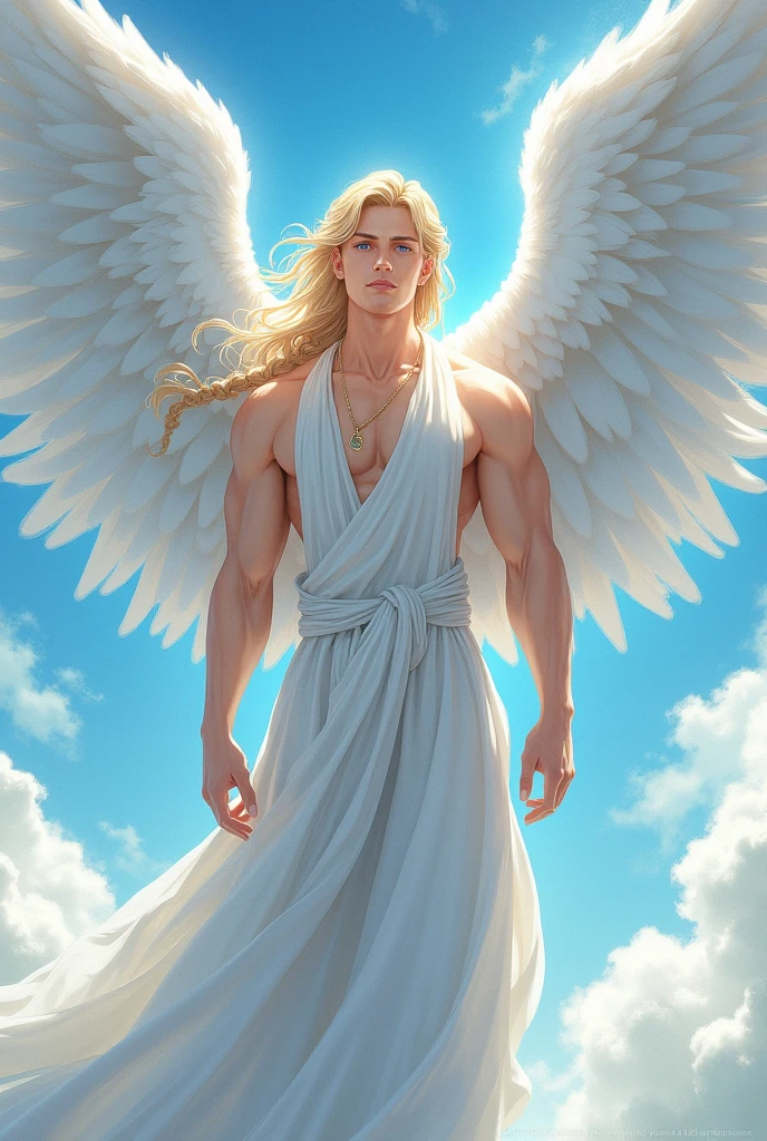 an angel flying through the sky with a sword in his hand, ethereal angelic being of light, an angel of the dawn light, angel spiritual guide, of beautiful angel, angel protecting man, glowing angelic being, super wide angel, angelic, angelical, big angel wings wide open, archangel michael, angelic light, beautiful angel, archangel