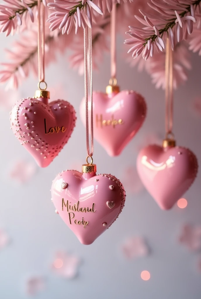 Personalized valentine ornaments pink pendants 