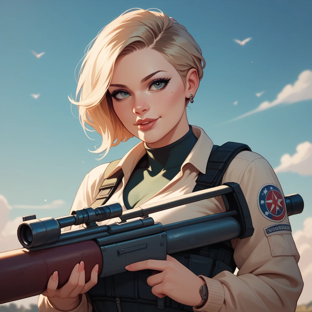 score_9, score_8_up, score_7_up, gatling gun, holding gatling gun, [:smoke, firing:0.3],  <lora:GatlingGun_pdxl_Incrs_v1:1>, standing, 1girl, huge gun,