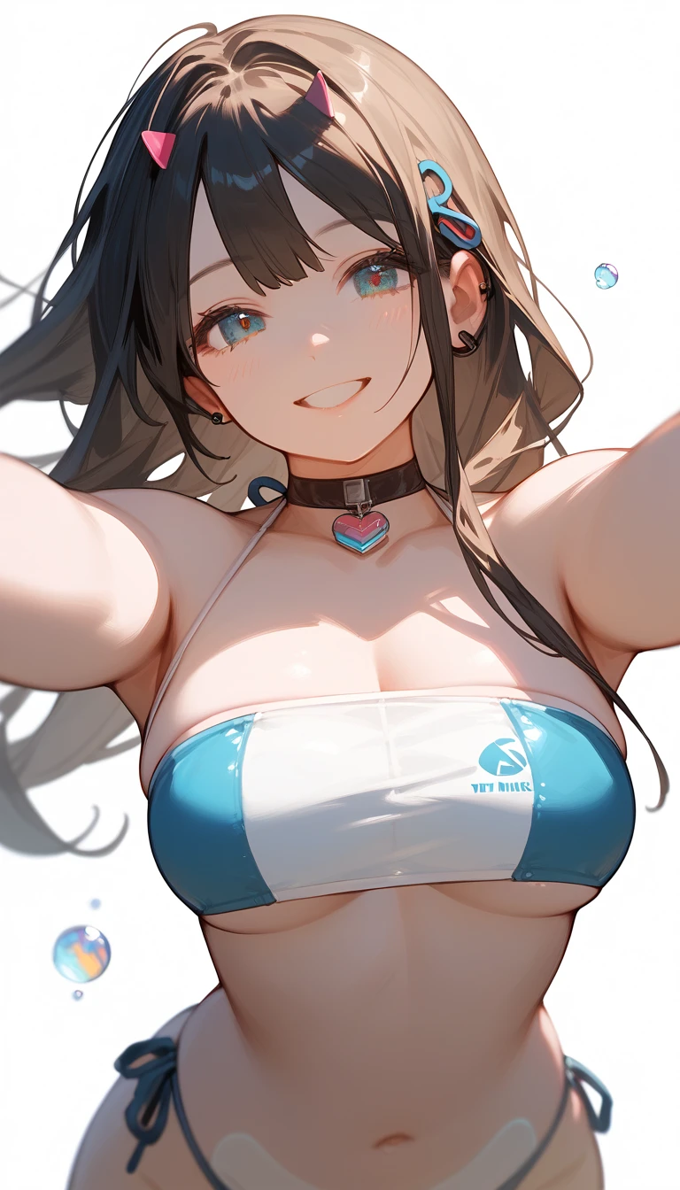 Score_9,Score_8_up,Score_7_up, woman, (((anime))), source_anime, (((bikini))), (tube top type bikini), top quality eyes, detailed texture, ((white background)), big tits, plump, erotic smile, nsfw, soft body
