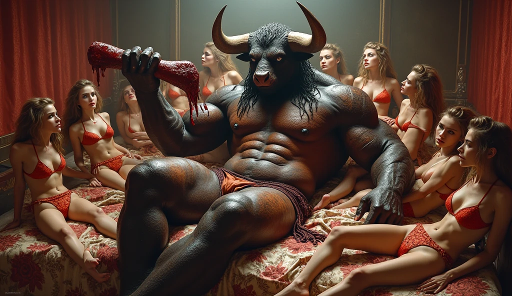 photo of 3heads, white minotaur:1.7, best quality:1.3, pixar art style:1.7, straight eyes:1.7, mature male, very fat, overweight, large gut, midnight background, sweaty, nude, flaccid penis, testicles, large nipples, detailed, identical heads, stylized eyes, navel, masculine eyes, masculine style, masculine, rugged, hairy, sitting on chair, hands on thighs, laughing, mustache, beard, mutton chops