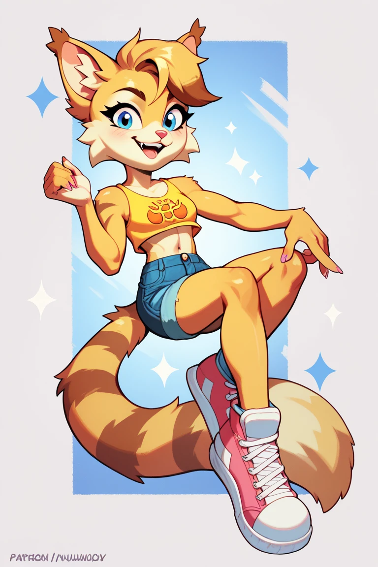 Female furry teenager yellow wild cat fluffysonicxl style