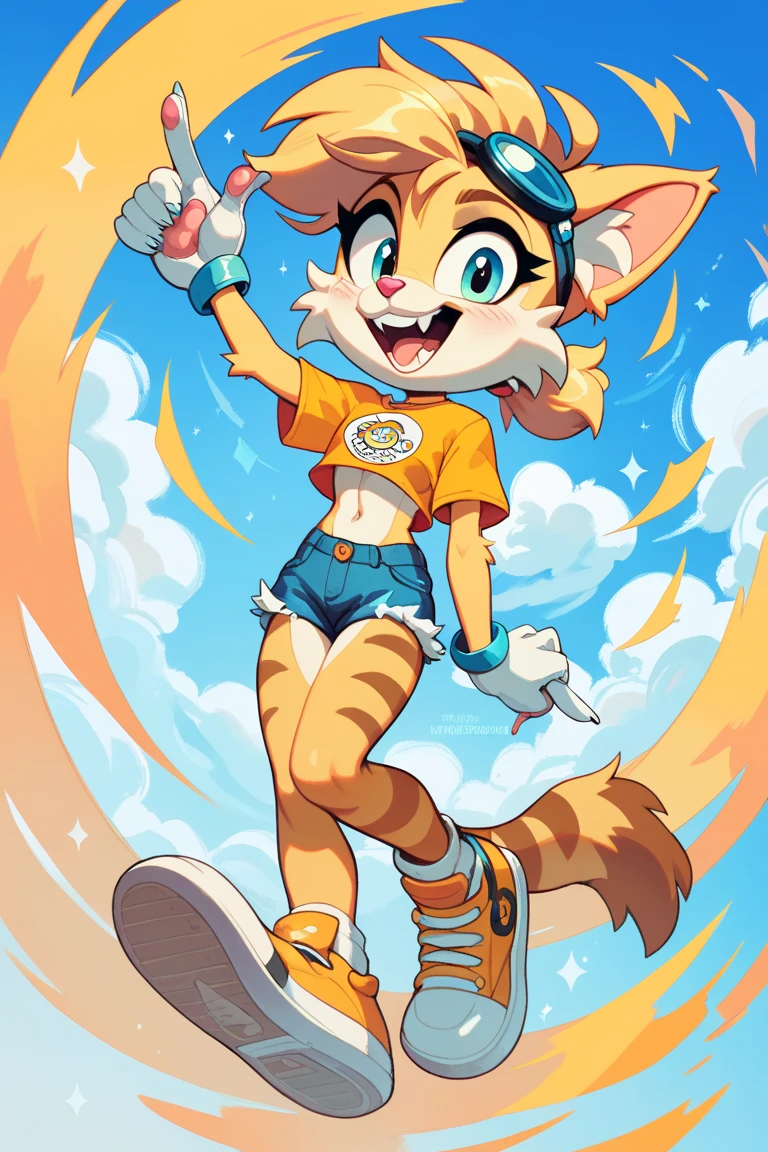 Female furry teenager yellow wild cat fluffysonicxl style