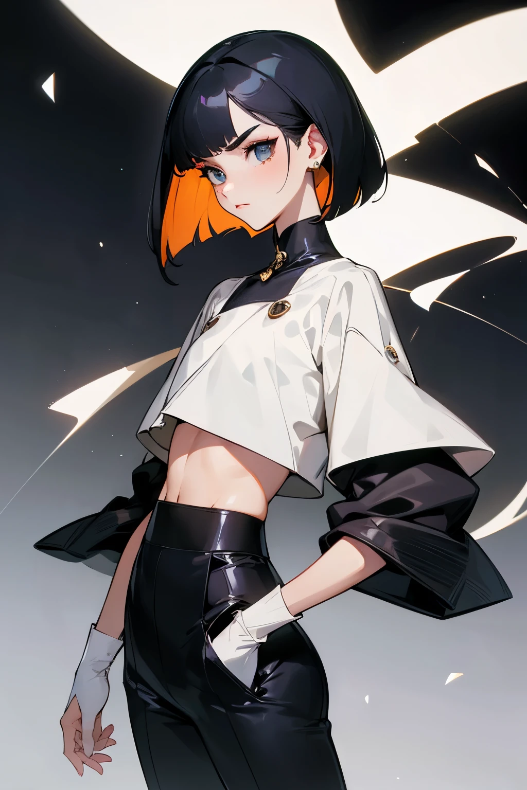Anime - style image of a woman in a black and white outfit - SeaArt AI