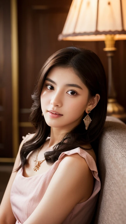 Love Buddha(woman)、Photorealistic。Like a heavenly maiden。
Wearing a golden robe、Filled with an aura of love。
A glittering tiara on her head、The expression is calm。