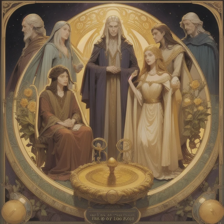  cover for a podcast called  " The Lord of the Codes "  featuring the characters Sauron , Galadriel, frodo,  Golun and Gandalf and the title of the podcast written in Spanish inspired by the Lord of the Rings theme.