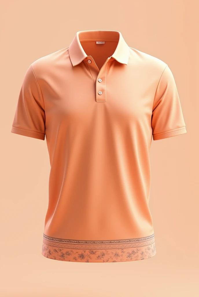 Create an image of a plain polo shirt with a collar featuring a batik pattern, set against a framed background. Focus solely on the polo shirt without any person wearing it