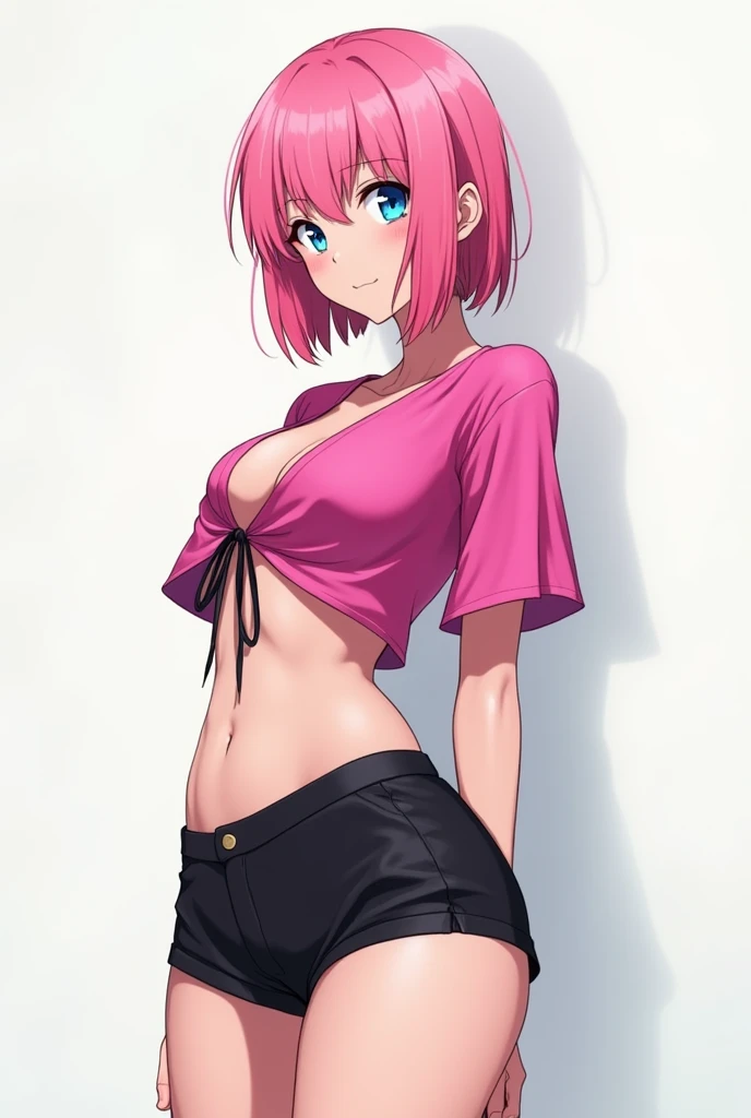 tmasterpiece， Best quality at best， 1girll， Sakura Haruno， Large breasts，upperbody closeup)，Raised sexy，is shy，ssmile，with pink hair， Green eyeballs:1.4)， Forehead protection， alley, prostitute, slutty, zipper panties, nipple pasties, nude