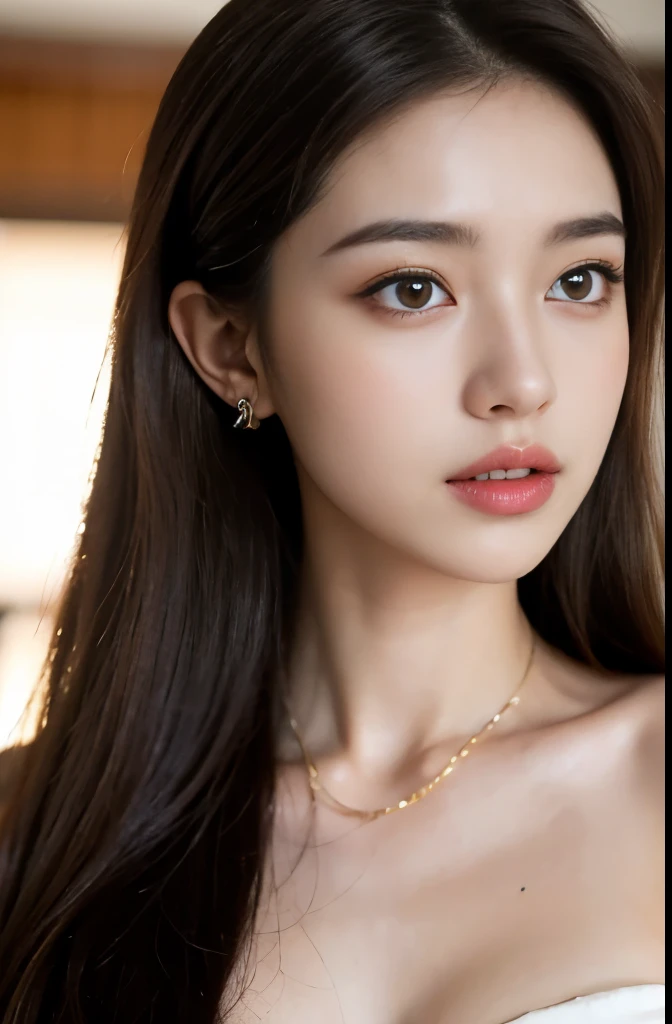 pretty girl: Asian, super cute;
Age: from 18-20 years old;
hair: bronze orange, smooth, shimmering in the sunlight, detailed;
skin: ivory white, rosy and flawless;
eyes: jet black, almond shaped, sexy, youthful, clear, super detailed, elegant, seductive, sharp makeup, realistic, eye-catching, eye contact;
eyelids: delicate, delicate, perfectly beautiful;
Eyebrows: arched, sparse, sharp;
face: beautiful, pure, like a fairy, with gentle makeup, lovely, perfectly balanced, beautiful in every detail;
nose: pretty, lovely, high;
Cheekbones: prominent;
lips: seductive, light red lipstick, lovely lip gloss;
teeth: radiant, pure white;
charming smile, showing off bright white teeth;
body: full of youth;
accessories: necklaces, earrings, jade bracelets;
Costume: silk fabric, delicate, embroidered with flowers;
Fashion style: high-end, modern 2024, luxury;
Photo quality: non-NSFW, 8K CG HD, sharp, super beautiful graphics, professional, detailed, vibrant colors, super smooth, advanced techniques, true RAW;
lighting: complex color scheme, golden-black rays;
sunlight: sparkling, illuminating the girl's body;
Setting: vibrant street, cool green trees.