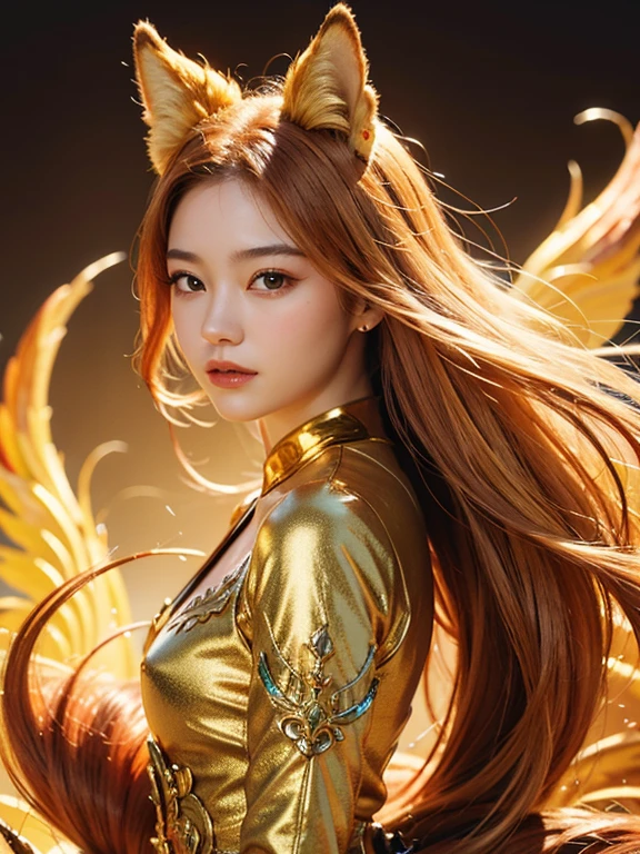 Beautiful girl with furry cat ears, intricate gold jewelry, Luxurious headdress,  elegant silk clothing  , shaggy cat ears on her head  ,  rich gemstone colors  ,  cinematic composition  ,  detailed facial features  , elegant lace patterns  ,  luxurious palace interior  , Luxurious textures, dramatic shadows,  ornate architectural details  ,  8 thousand , Photorealistic portrait of a girl with cat ears.  