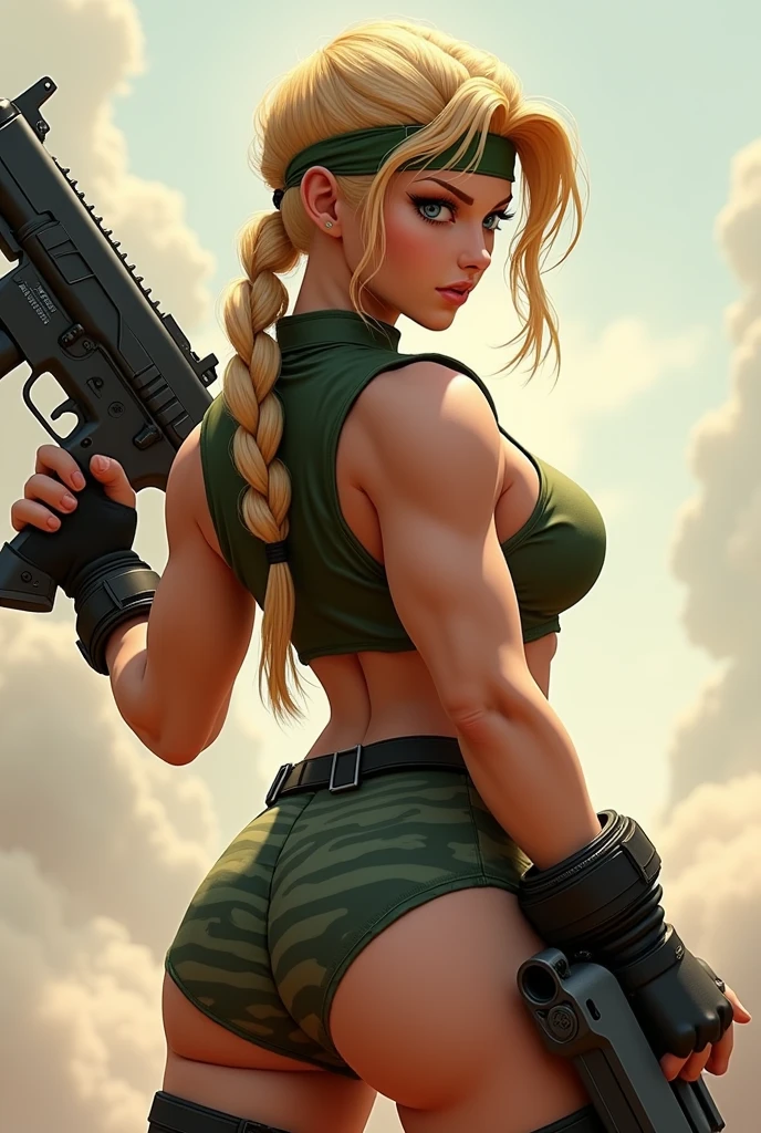 blond woman in camouflage top and jeans standing on a man's stomach, standing over a fallen foe, wearing camo, wearing dirty soldier uniform, standing on 2 feet, female gigachad, an ahoge stands up on her head, in a medium full shot, wearing military shoes, dominant pose, full body view, wearing tall combat boots, bottom angle