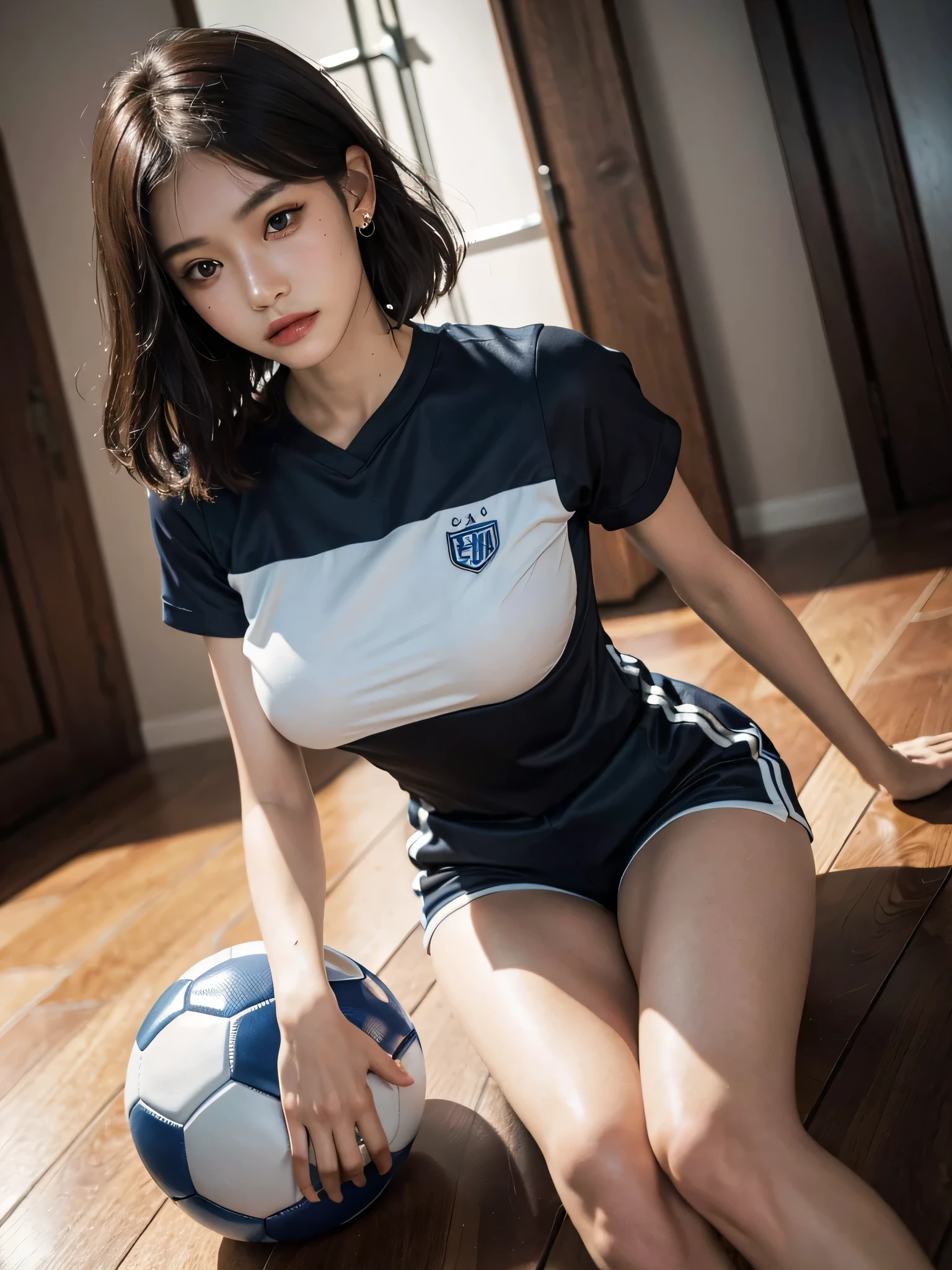 (Masterpiece:1.21),(FHD),(16K),(Top Quality:1.24),(Super Resolution),(Super Illustration),(Best Shadow),(High Quality),(Super Detail:1.15), Elaborate,1 Woman, Japanese girl,(14 Years Old:1.68),(young Woman:1.66),(young Age:1.78),(Small Round Face:1,69),(small breasts:1.66),(sportswear:1.3),(on back:1.77),(spread legs:1.51),(blush:1.35),(shy:1.50),(love:1.55),(on bench),(locker room),(sports shoes),(junior high school student),(Cry:1.17)