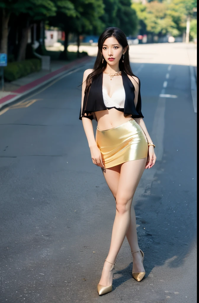 (masterpiece:1.3), (8 thousand, realistic, RAW photos, best quality: 1.4), (1 woman),(short skirt), (shirt), (suit), (양쪽 다리에 짙은색 realistic 팬티 스타킹), ( wearing Very sexy transparent Ultra-realistic thighhighs), (Wearing high heels on both feet), (full body shot), (outdoors in sunny weather), (walking like a model), (Beautiful makeover), (very beautiful body) , (Realistic and very beautiful face), (long eyelashes), (double eyelid), (Very beautiful eyes, realistic and delicate), (big bust) , (Strong body through exercise), (beautiful abs), (Beautiful heaps), (tall), (black hair. parted, long hair:1.3), (아름다운 parted스타일), (realistic and beautiful skin), (absurd), (attractive), (ultra high resolution), (extremely realistic), (very detailed), (golden ratio), (Two long, realistic and beautiful legs), (realistic 팔), (necklace), (earring),(beautiful nails manicure), (So beautiful and sexy), (perfect secretary look)