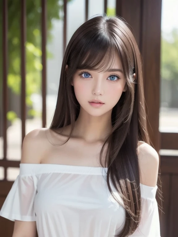 Shiny, clear, white skin、Windy hair gets in the way of her pretty face、Colossal、20 years old cute sexy little beautiful face、Beautiful straight hair that stands out、grow, Light blue eyes、Cute long silky bangs covering her eyes, Sexy face hiding hair super long hair sexy cute young woman long natural blonde shiny glossy hair