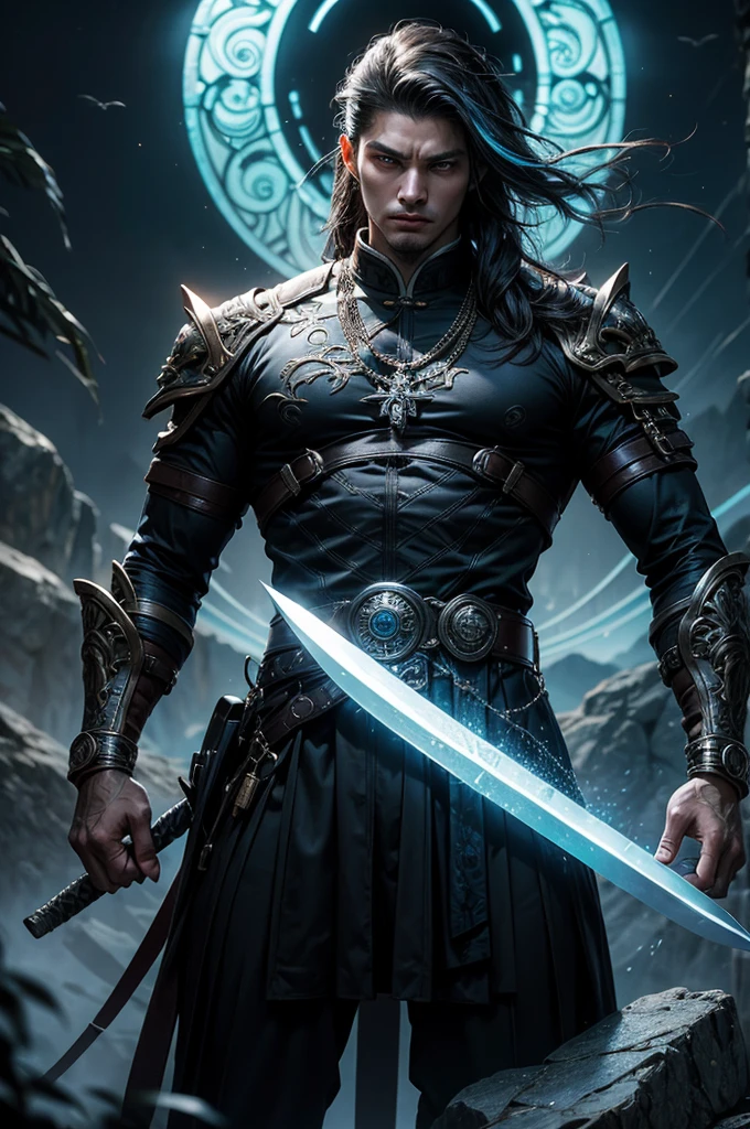 Drawing Arcane Guardian Berseke Double Sword Forest Swordsmen Work of Art Drawing Quality Light Flourishing Man Games Power Magic