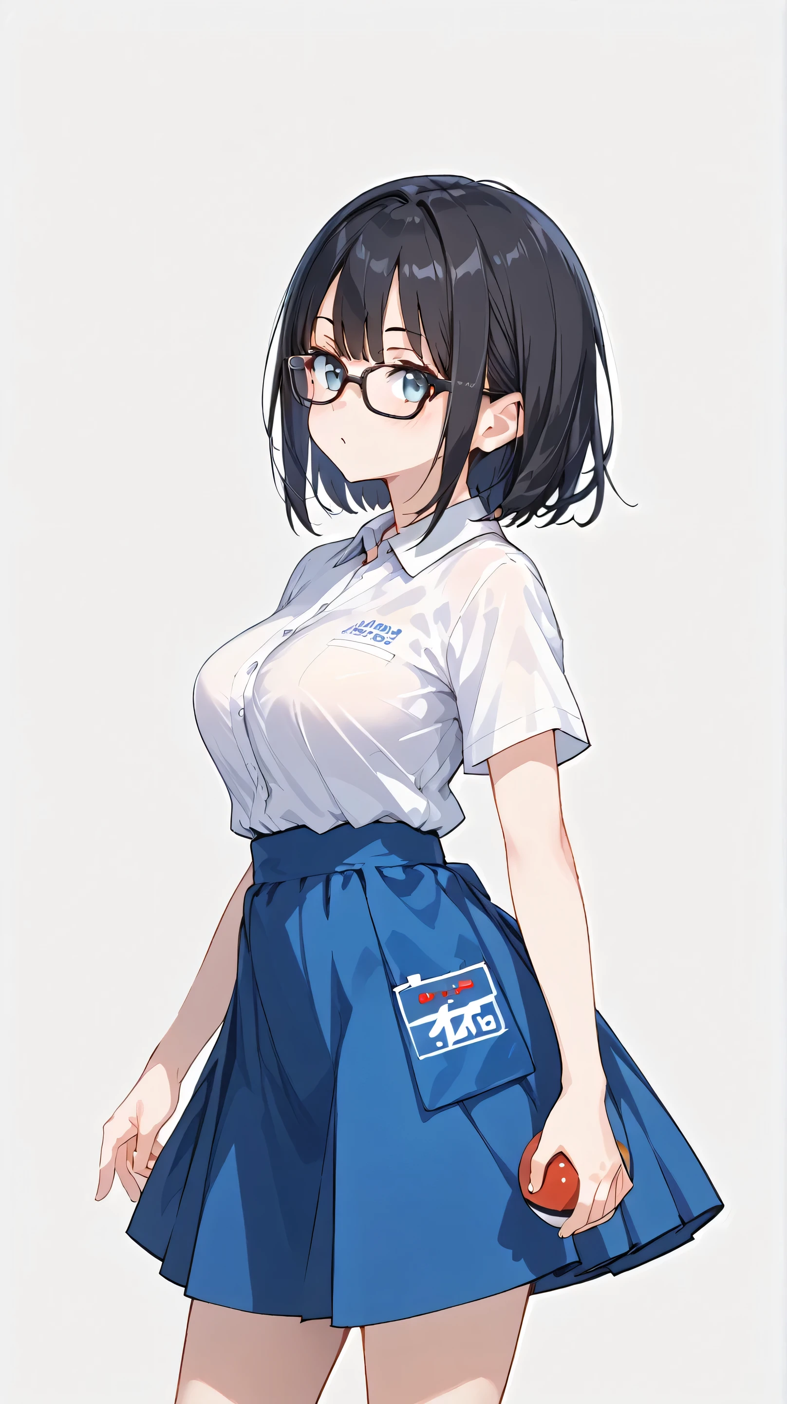 Black hair, glasses, smart ball
