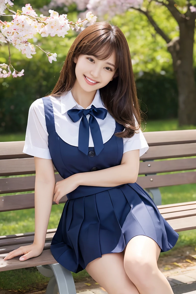 Pure Japanese school girl, natural body, shiny white skin, thighs, wearing uniforms, natural ponytail, no makeup, impressive big brown eyes, pure smile, feeling soft breeze in hair, sitting, little bit sexy feeling, sweet temptation, professional portrait photography, dazzling summer sunlight, 