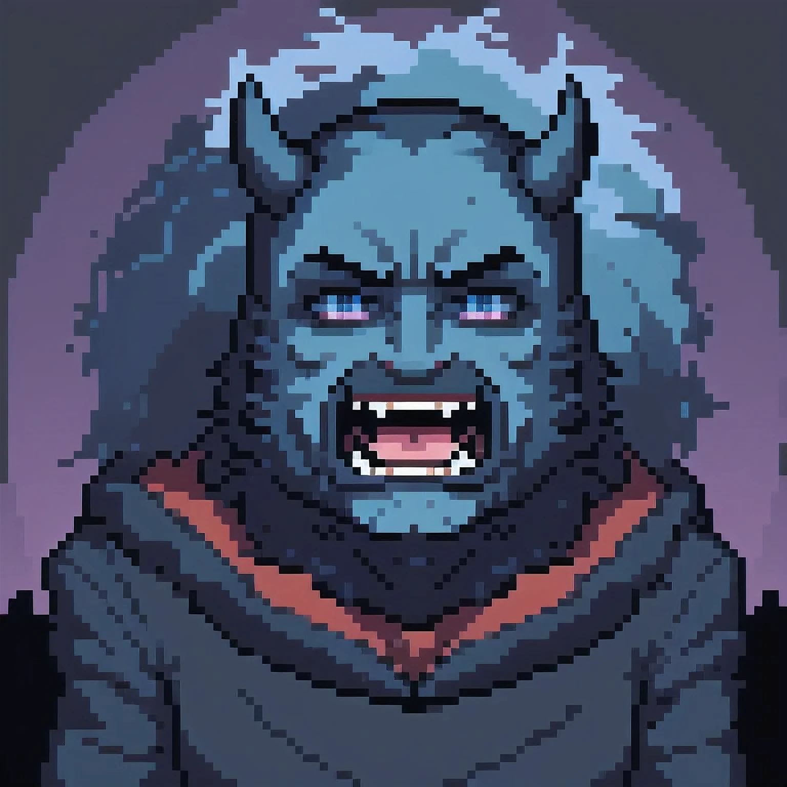 The devil has a strange appearance :A pair of eyes like a mirror, and two eyebrows look like cobalt, blue, and nickel;The mouth is like a purple powder pot ,Toothed copper plate;The roar shook the mountains and feared,The action is majestic and the evil is panicked