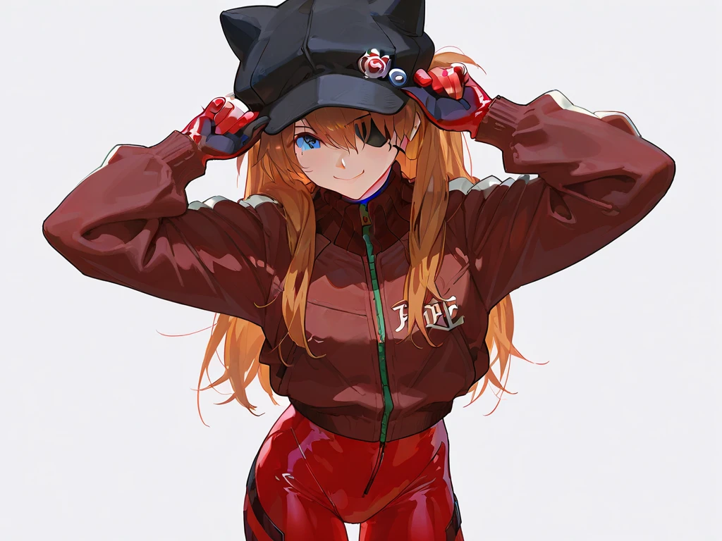 Beautiful illustration, best quality, cute girl, ((In front of a brick wall)), pastel color, natural tones, Wavy Red hair, ((Athletic body)), ((Black biker suit)), Tanned skin, ((Naughty smile)), bright lighting, ((Big eyes)), ((Perfect hands))