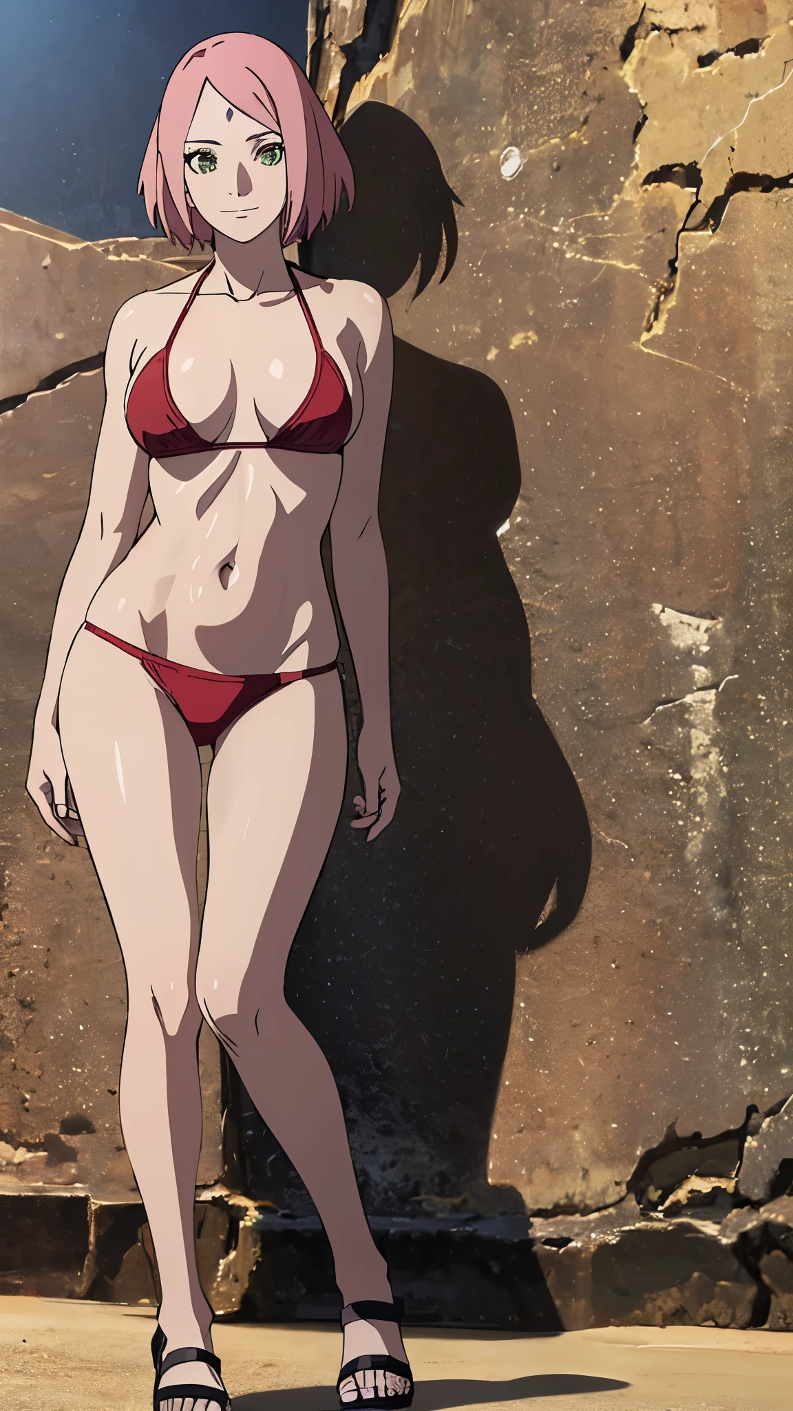(anime coloring),(masterpiece),(best quality),(ultra-detailed),(best illustration),(best shadow),(absurdres),(detailed background), Marin Kitagawa, 1girl, solo, blonde hair, smile, looking at viewer, long hair, multicolored hair, pink eyes, eyelashes, blush, (full body, naked),